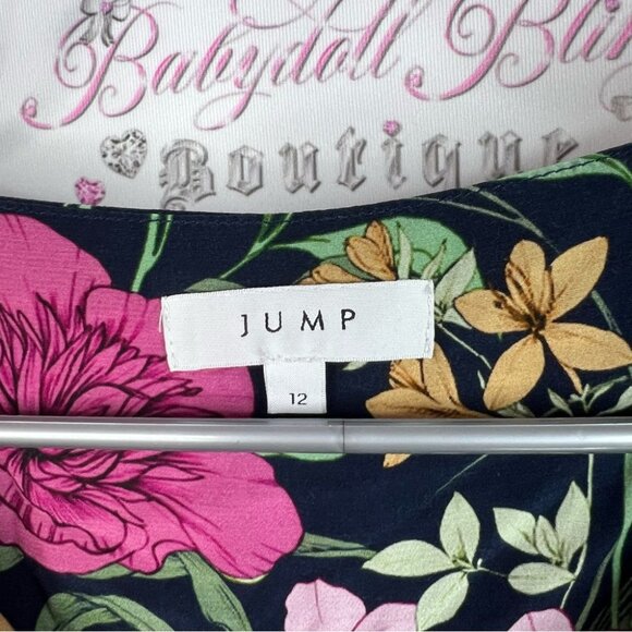 Jump dress long sleeve flowers Floral Midi Dress - Black, Pink, and Gold - Picture 10 of 13